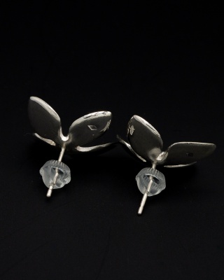 Boucles d'oreilles hortensias moyen modèle argent